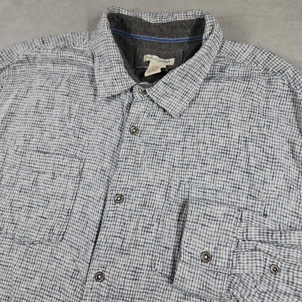Carbon 2 Cobalt Shirt Mens XL Blue Woven Soft Long Sleeve Button Up Pockets